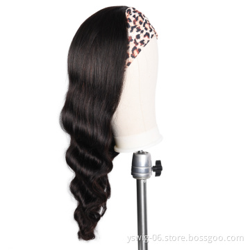 YS Hot selling Body Wave Virgin Brazilian Human Hair Wigs Glueless Headband Wig Machine Made Wig for Black Women Perruqe